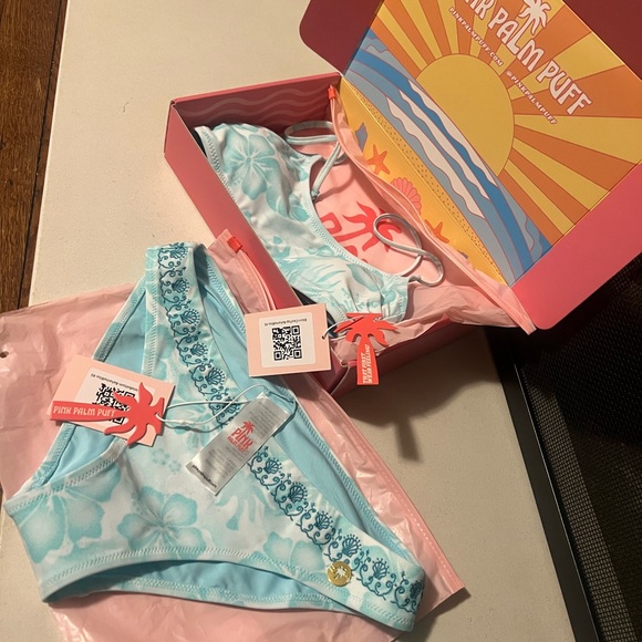 Pink Palm Puff Swimsuit - Picture 2 of 4